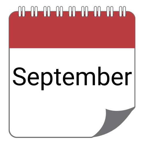 Kalender Ein rot weißer Kalender zeigt den aktuellen Monat für das Angebot des Monats.