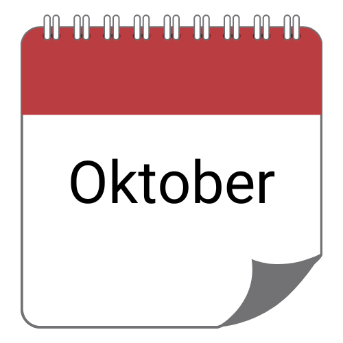 Kalender Ein rot weißer Kalender zeigt den aktuellen Monat für das Angebot des Monats.