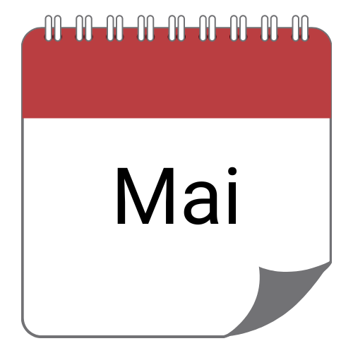 Ein rot weißer Kalender zeigt den aktuellen Monat für das Angebot des Monats.