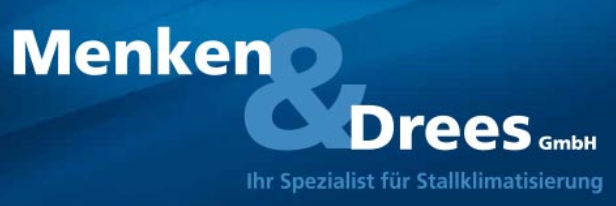 Das Bild zeigt das Munters-Logo mit „Munters“ in Hellblau neben einem runden Emblem, das an ein gebogenes Blatt oder Häkchen erinnert und ebenfalls in Hellblau gehalten ist. Munters ist auf moderne Belüftungs- und Beleuchtungslösungen spezialisiert, die sich ideal für Räume wie Milchviehställe eignen.