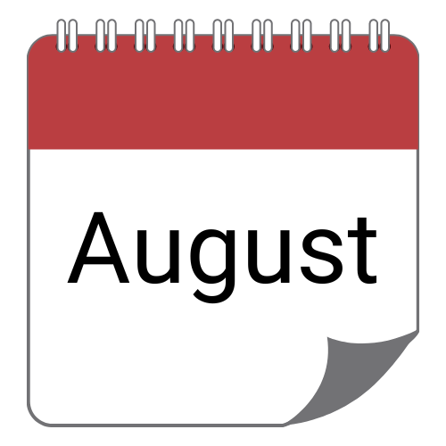Kalender Ein rot weißer Kalender zeigt den aktuellen Monat für das Angebot des Monats.