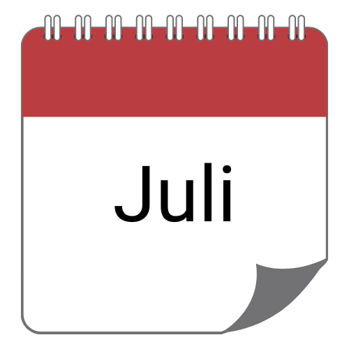 Kalender Ein rot weißer Kalender zeigt den aktuellen Monat für das Angebot des Monats.